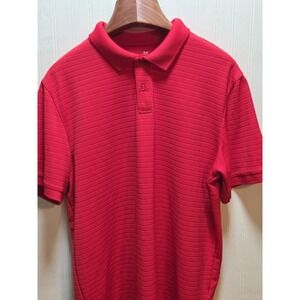 Outdoor Life Polo Shirt Mens Large Red Textured Stripe 100% Polyester Casual